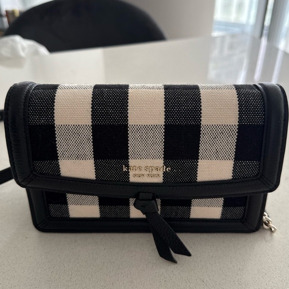 NWT Kate Spade Black and White Checkered Crossbody Bag - Picture 2 of 12